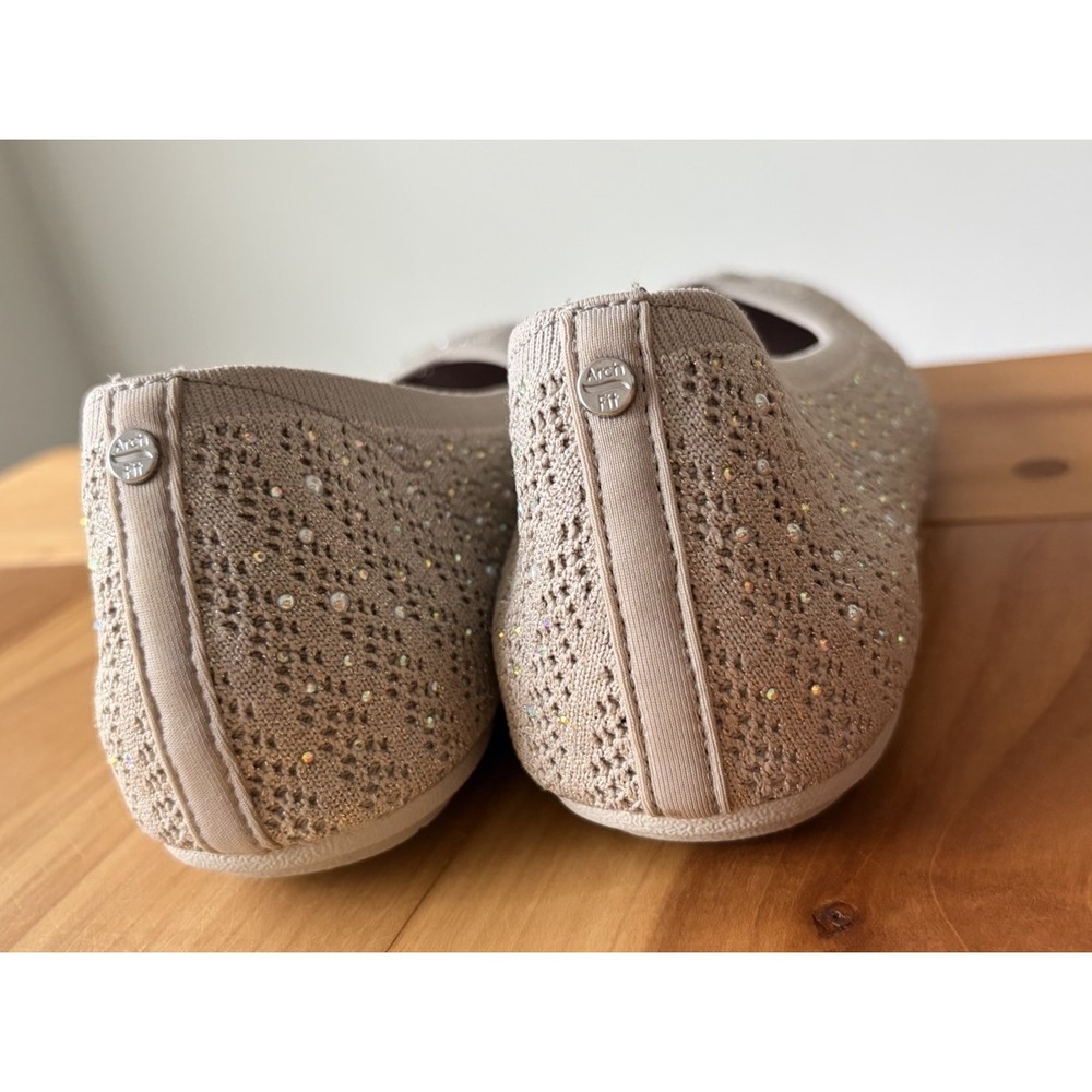 Sketcher Taupe Beige Sparkle Mesh Air Cool Memory Foam Comfort Slip On Size 9.5 - Picture 6 of 10